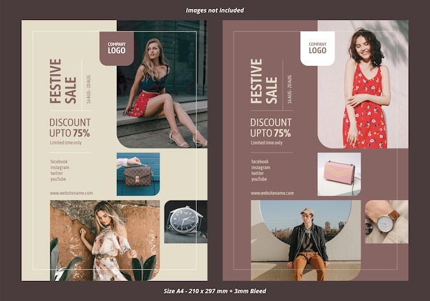 Fashion store sale vector A4 Flyer Template