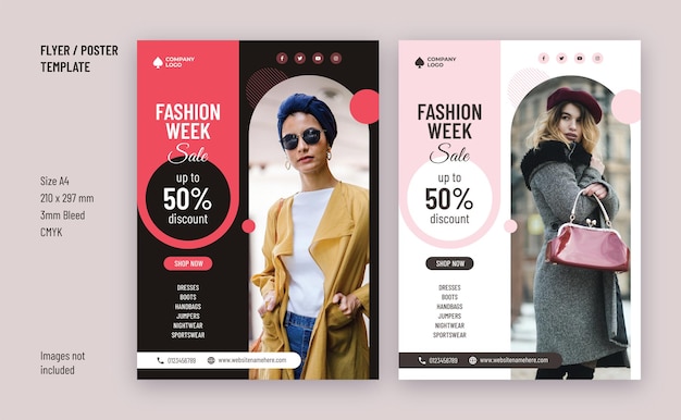 Fashion style online offers and discount flyer template or poster template design