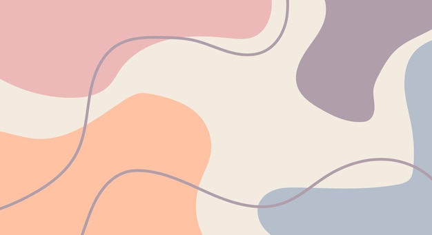 Fashion Stylish with Organic Abstract Shapes and Line in Nude Pastel Colors Minimalist Background