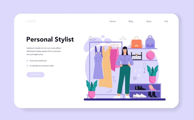 Fashion stylist web banner or landing page modern creative job