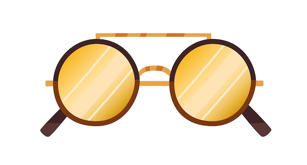 Fashion sunglasses with round lenses. Stylish sun glasses with circle frame. Summer eyeglasses. Retro-styled pair of hippie eyewear. Colored flat vector illustration isolated on white background.