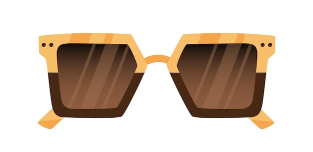 Fashion sunglasses with two-color frame. Trendy stylish retro oversized sun glasses with plastic and gold metal rim. Summer women eyewear. Flat vector illustration isolated on white background.