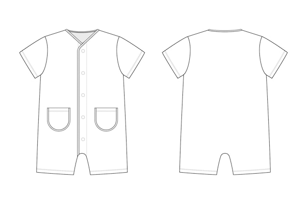 Fashion technical drawing of playsuit for baby boys