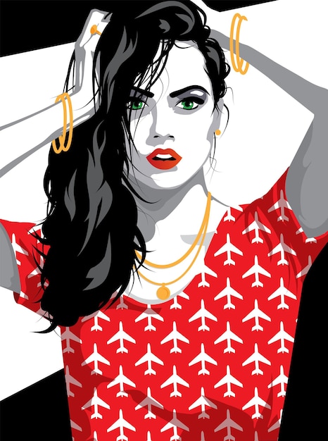 Fashion woman in style pop art.   illustration