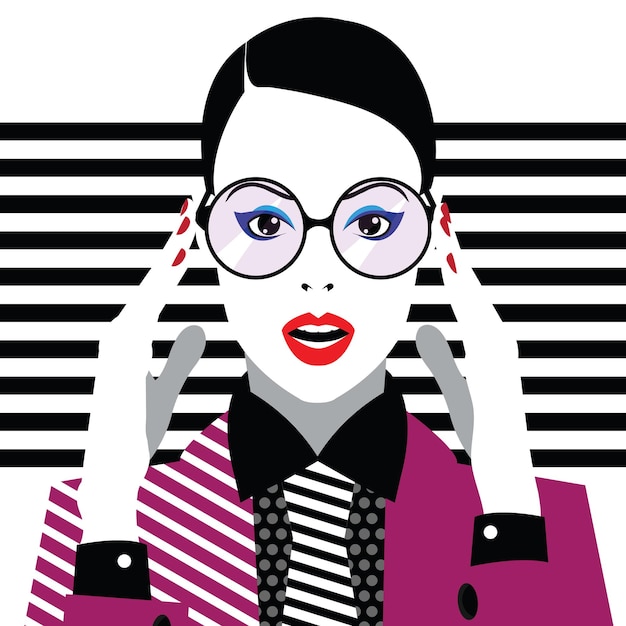 Fashion woman in style pop art. Vector illustration