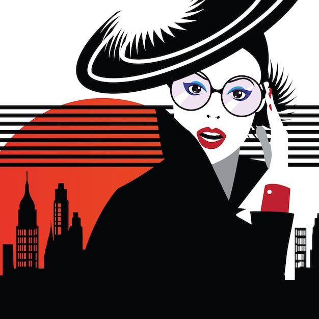 Fashion woman in style pop art. Vector illustration