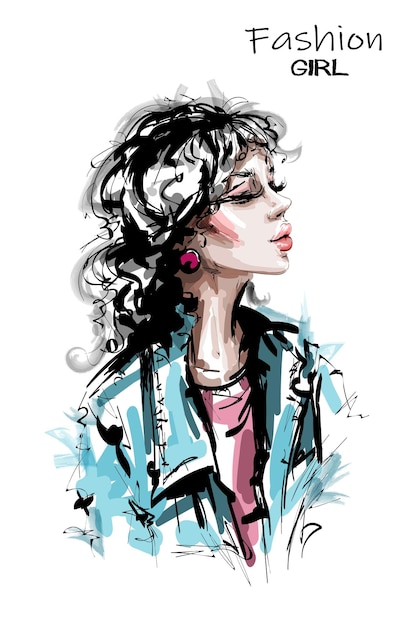 Fashion woman with curly hair