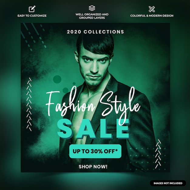 Fashion Women and Men Instagram social media post web banner template vector premium