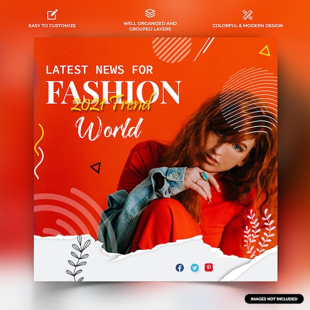 Fashion Women and Men Instagram social media post web banner template vector premium