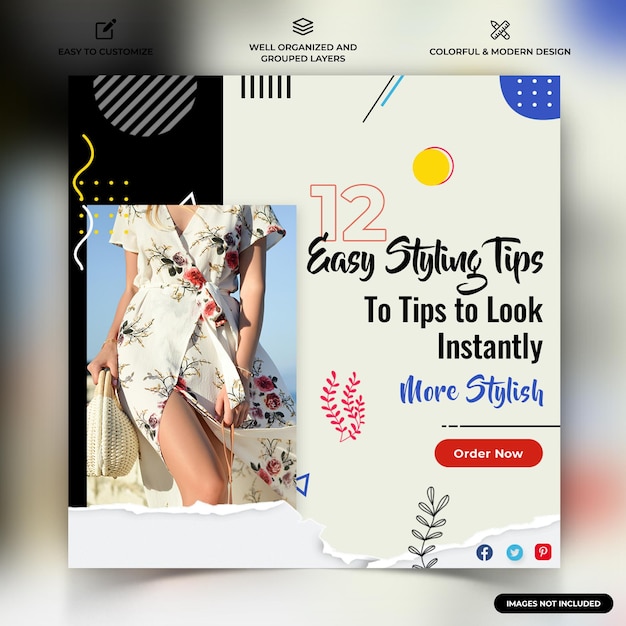 Fashion Women and Men Instagram social media post web banner template vector premium