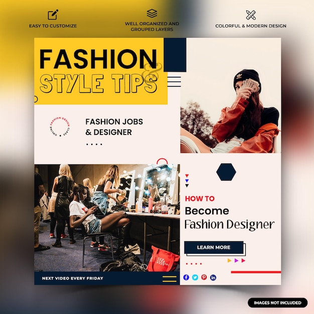 Fashion Women and Men Instagram social media post web banner template vector premium