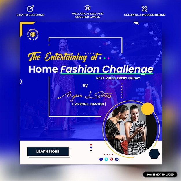 Fashion Women and Men Instagram social media post web banner template vector premium