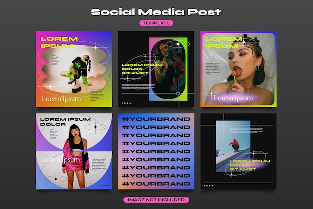 Vector fashion y2k design ig social media template