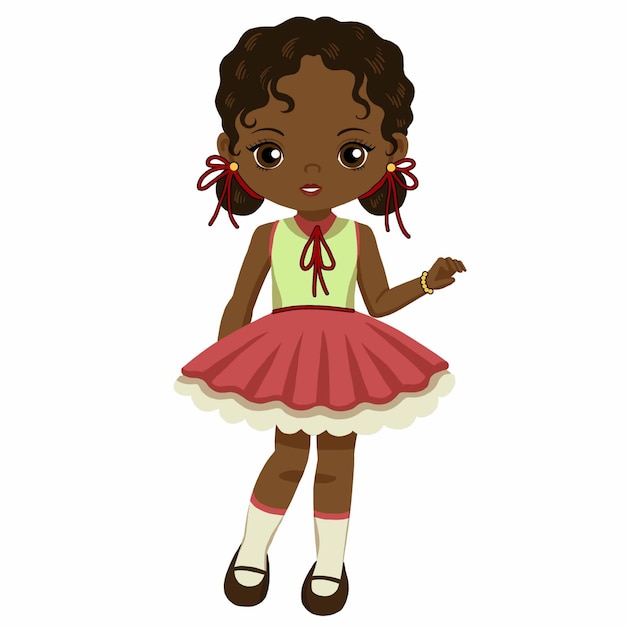 Fashionable Cute Little African American Girl Posing