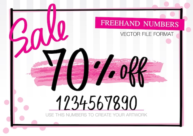 Fashionable freehand numbers vector set for creating promotion banner