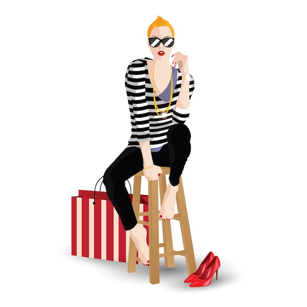 The fashionable girl in style pop art. Vector illustration