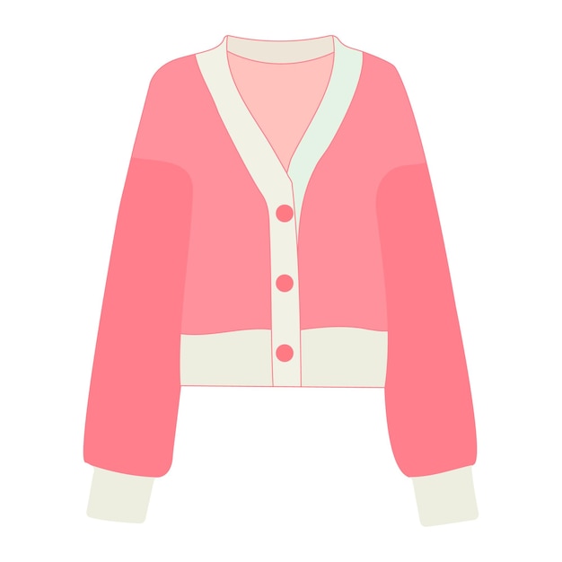 Fashionable women's jacket sweater Clothing model Flat style Isolated vector