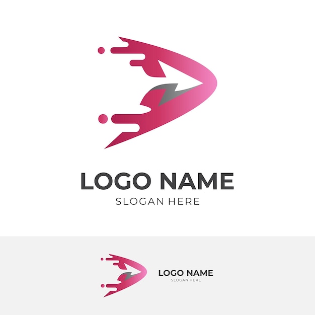 Fast arrow logo design with flat red color style