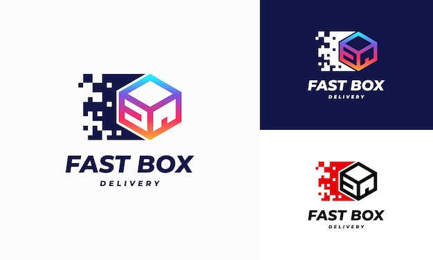 Fast Box Delivery logo designs concept vector, Pixel Box Logo designs concept vector