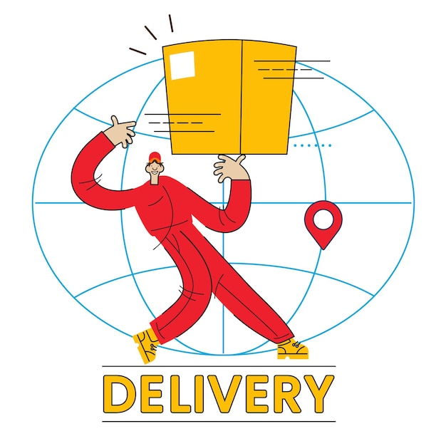 Fast delivery concept Courier with a box Food delivery service