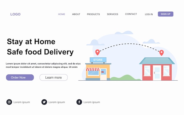 Fast delivery from store to home. fast delivery services landing page for mobile and website.