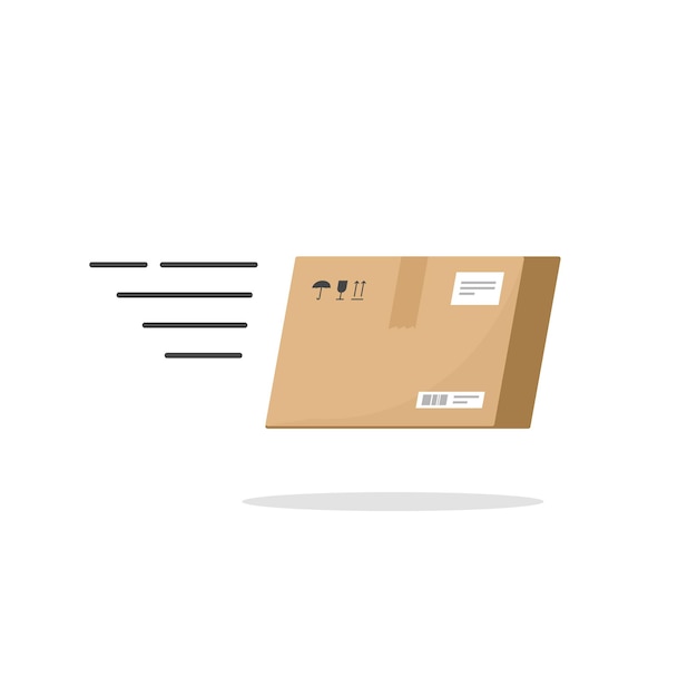 Fast delivery parcel package box service icon isolated or carton pack shipping courier symbol