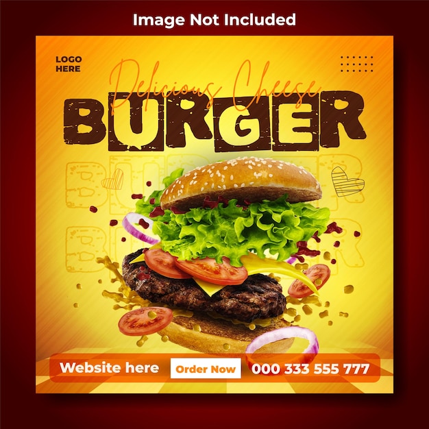 Fast food ads promotional social media post template design