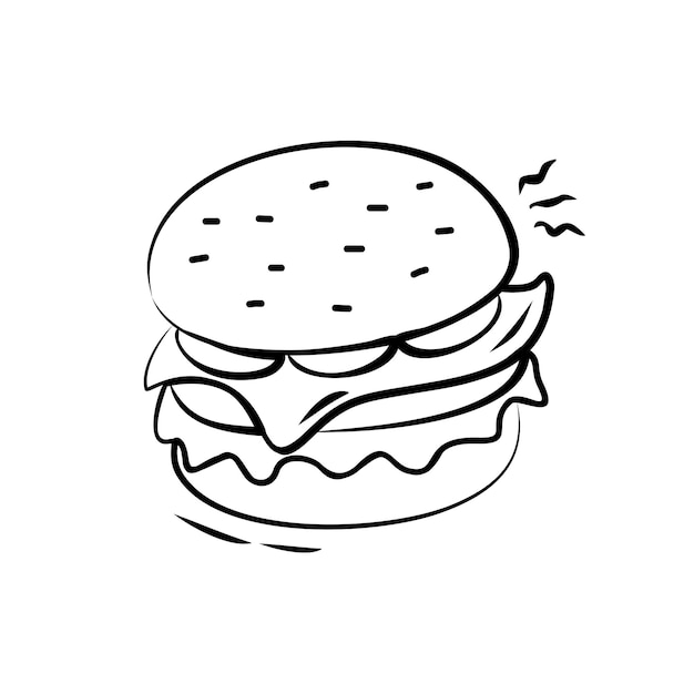 Fast Food Burger Lineart Illustration sketch hand draw