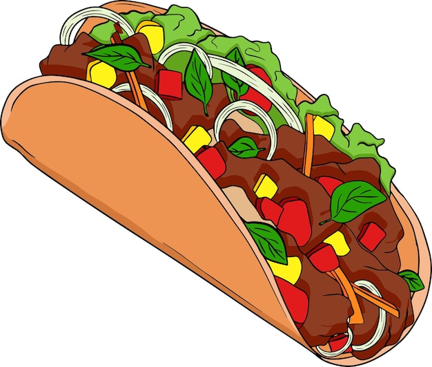 Fast food. Colored vector illustration of street food flat style.