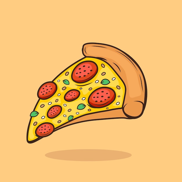 Fast food concept isolated Free vector Slice of pizza cartoon vector illustration flat cartoon style