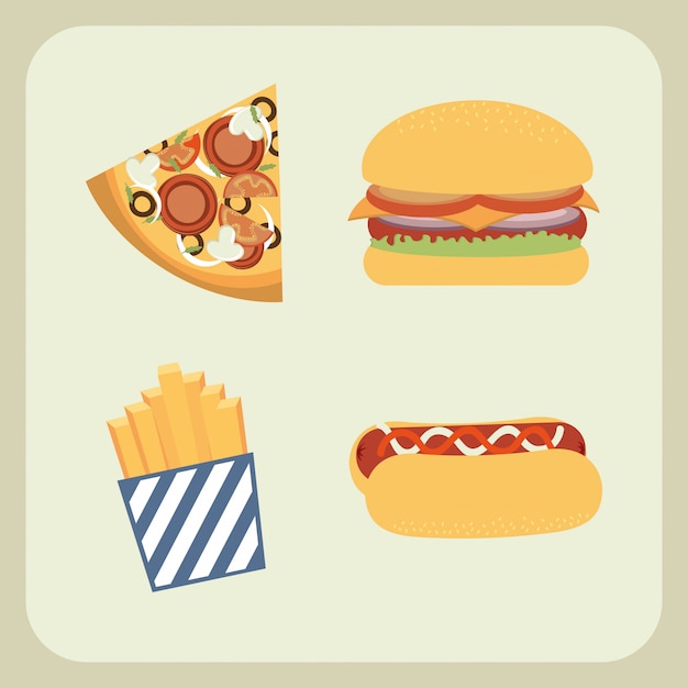 fast food design over beige background vector illustration