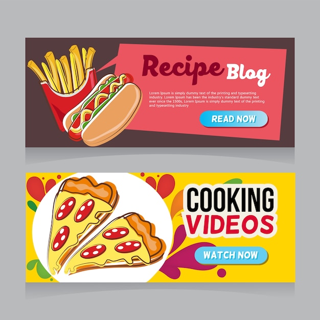 fast food doodle web banner