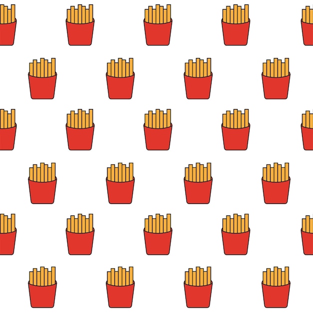 Fast food french fries seamless pattern potato meal in paper box