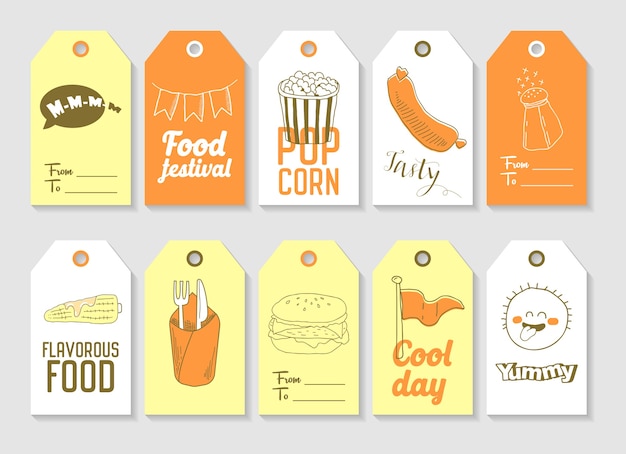 Fast Food Hand Drawn Tags Collection