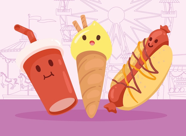 Fast food and ice cream kawaii