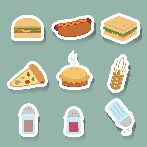 Fast food icons set