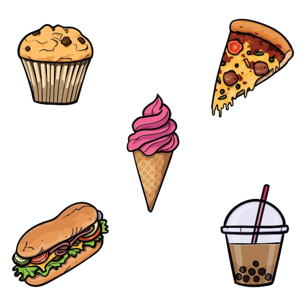 Fast food illustration set