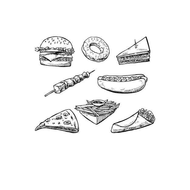 Fast food illustration set