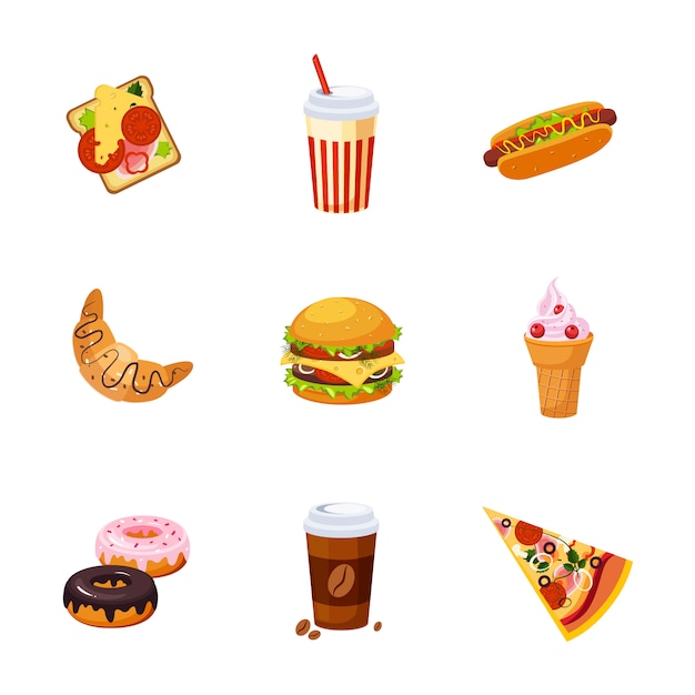 Fast Food Items Set