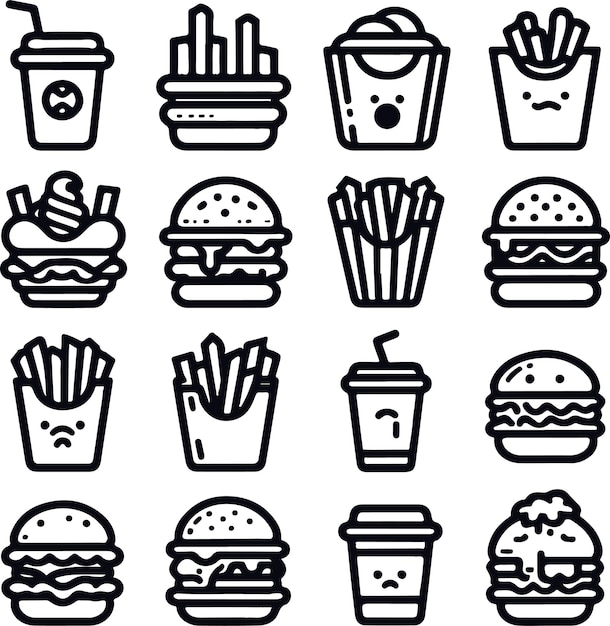 fast food line icon vector image Art Illustration