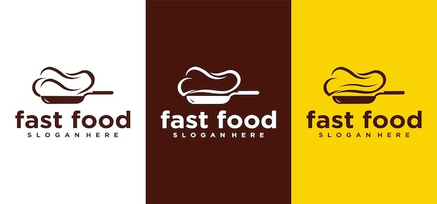 Fast food logo for steak house and restaurant food chef logo design Vector Design