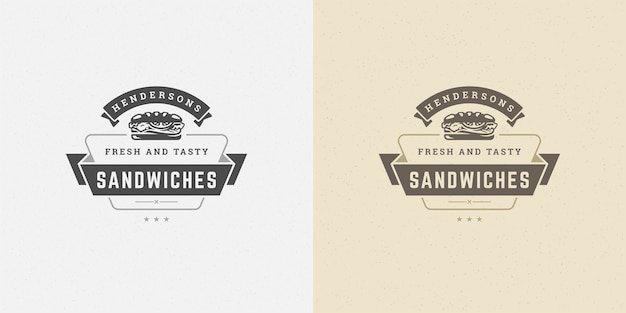 Fast food logo vector illustration sandwich silhouette good for restaurant menu and cafe badge