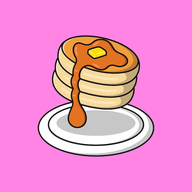 Fast food pancake cartoon Flat cartoon illustration