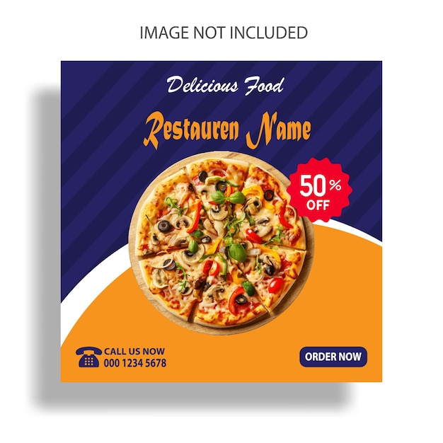 Fast food restaurant business marketing social media banner post template pizza promotion