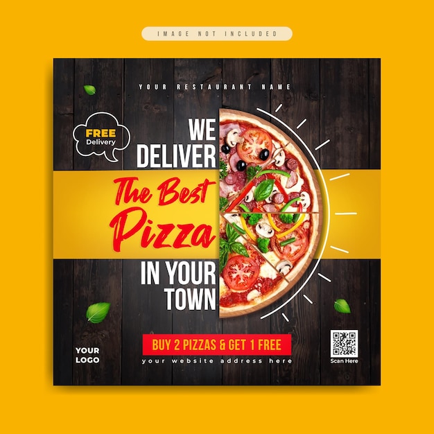 Vector fast food restaurant business marketing social media post or web banner with abstract background