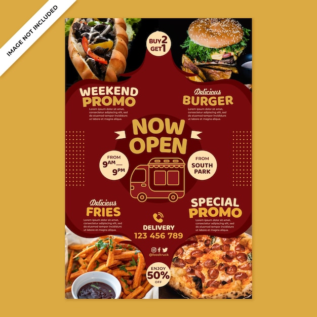 fast food restaurant poster in flat design style