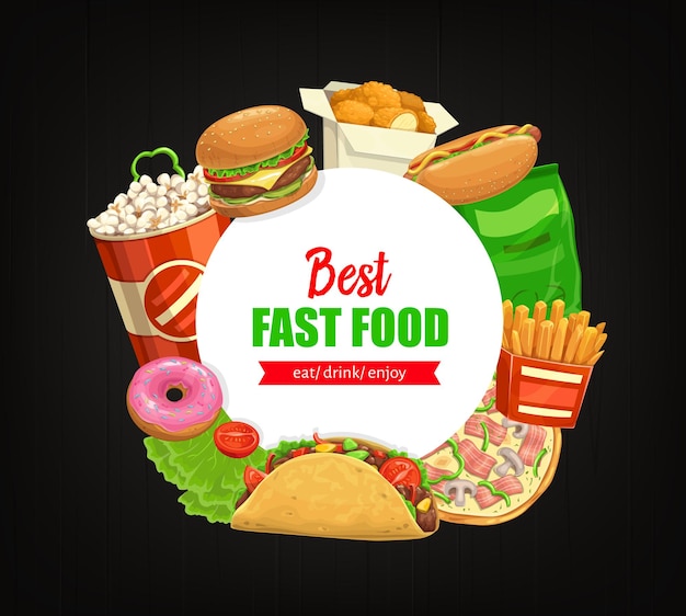 Fast food round banner popcorn