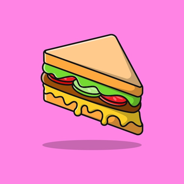 Fast food sandwich cartoon Flat cartoon illustration