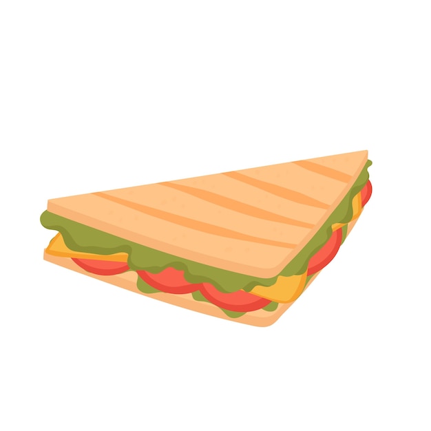 Fast food sandwich with bread slices cheese and vegetables take away fastfood snack