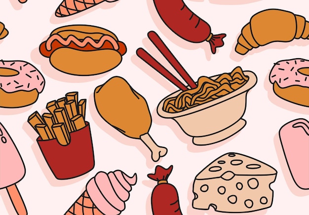 Fast Food Seamless pattern